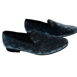 Steve Madden Mens Size 9.5 Slip On Flat Loafers Shoes teal green Quilted Pattern